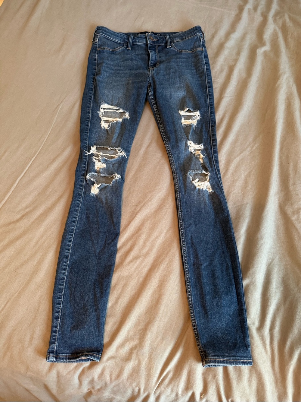 Hollister Dark Blue Distressed Skinny Jeans